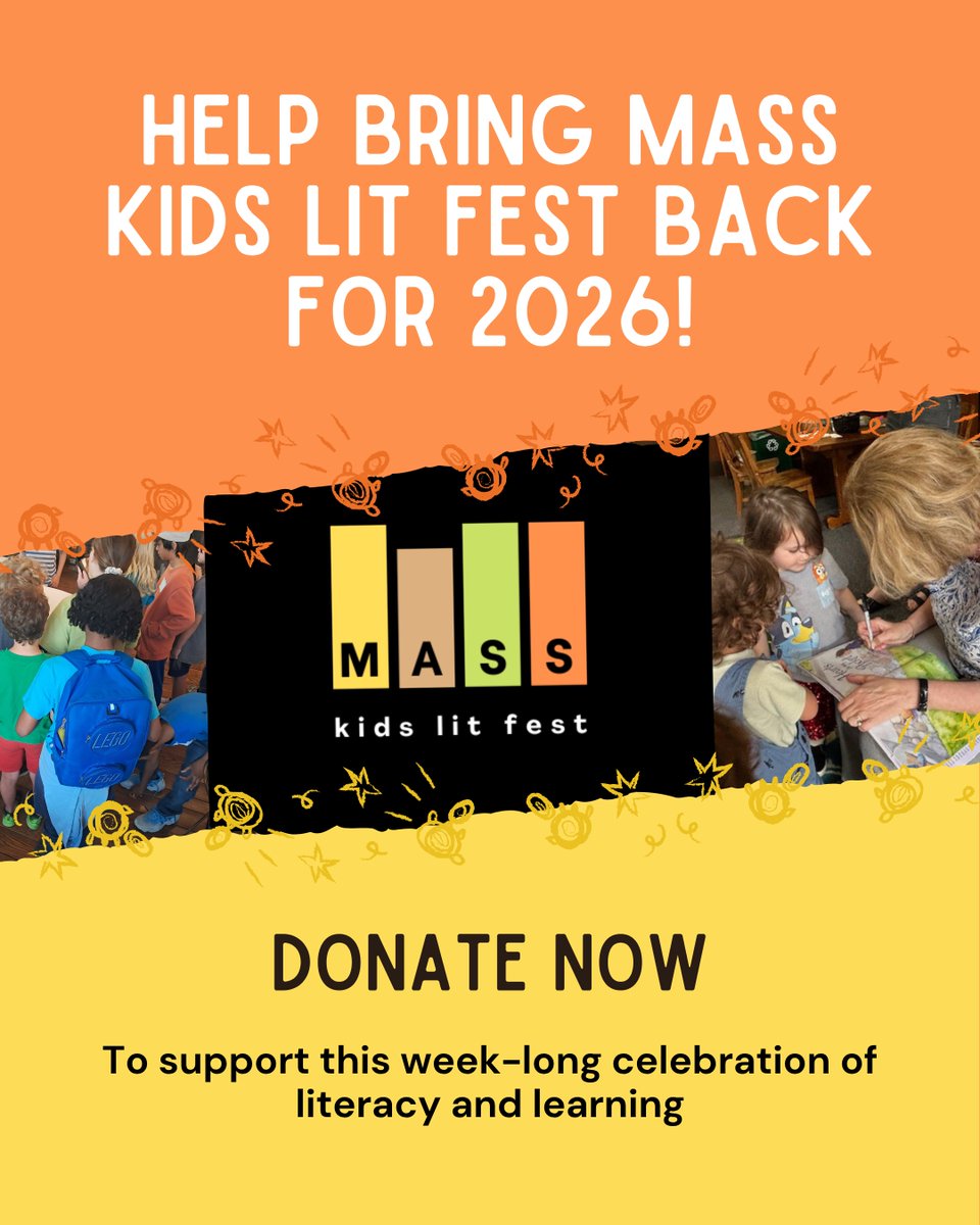 Help us bring Mass Kids Lit Fest back for 2026! This week-long celebration of reading is in its third year. With your support, we can reach new communities and even more young people next year . . . To donate, visit ow.ly/Th3K50WCNwJ
