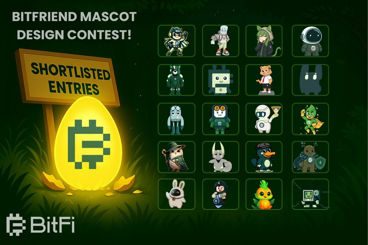 Bitfi_Org's tweet photo. 🎉Congrats to all BitFriend Mascot Contest shortlisted entries!

Somewhere in here are our Top 4 finalists… can you guess who they are? 👀

$10 reward for each:
1️⃣ Like & RT this post, follow @Bitfi_Org
2️⃣ Join our @discord and open a ticket with your TRC20 address (only TRC20 supported)
https://t.co/9AajN0HigU