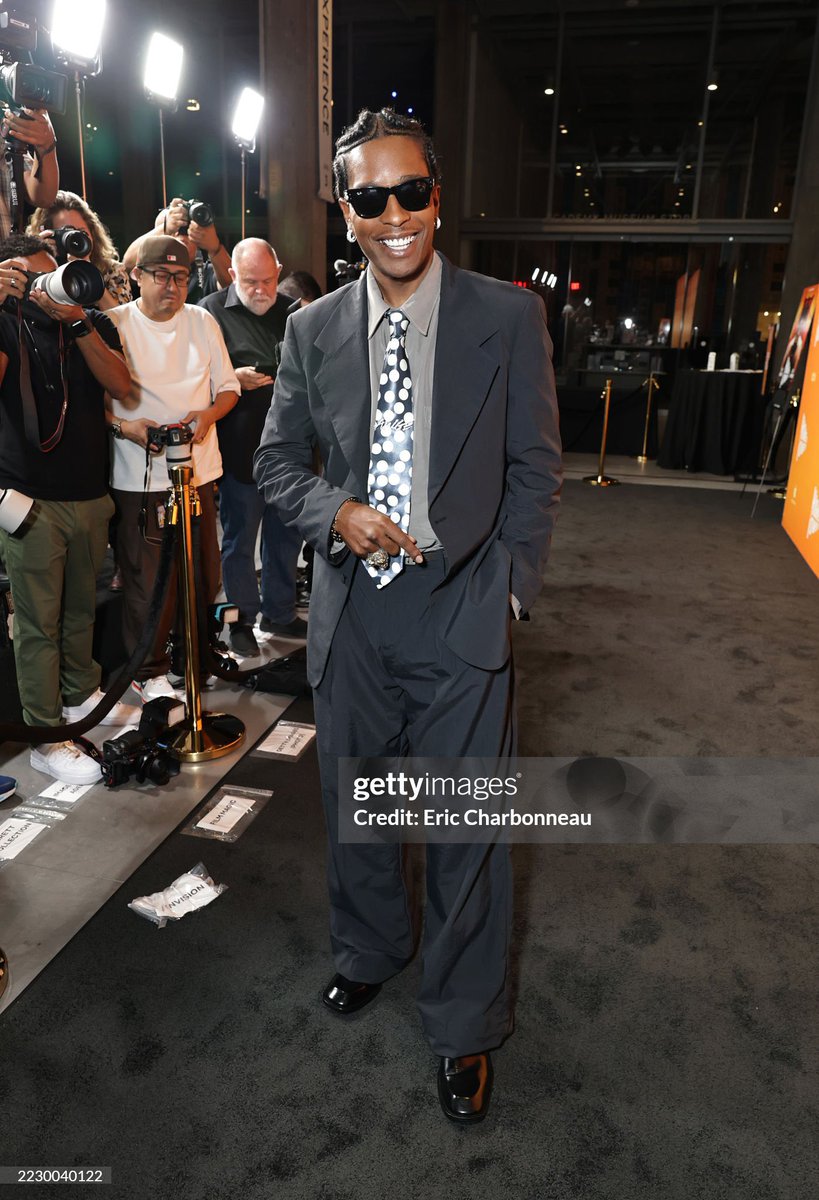 A$AP Rocky and Rihanna both wearing ERL’s polka dot tie! 

Borrowing from the Mrs. are we? Matching polka dot ties you say!?