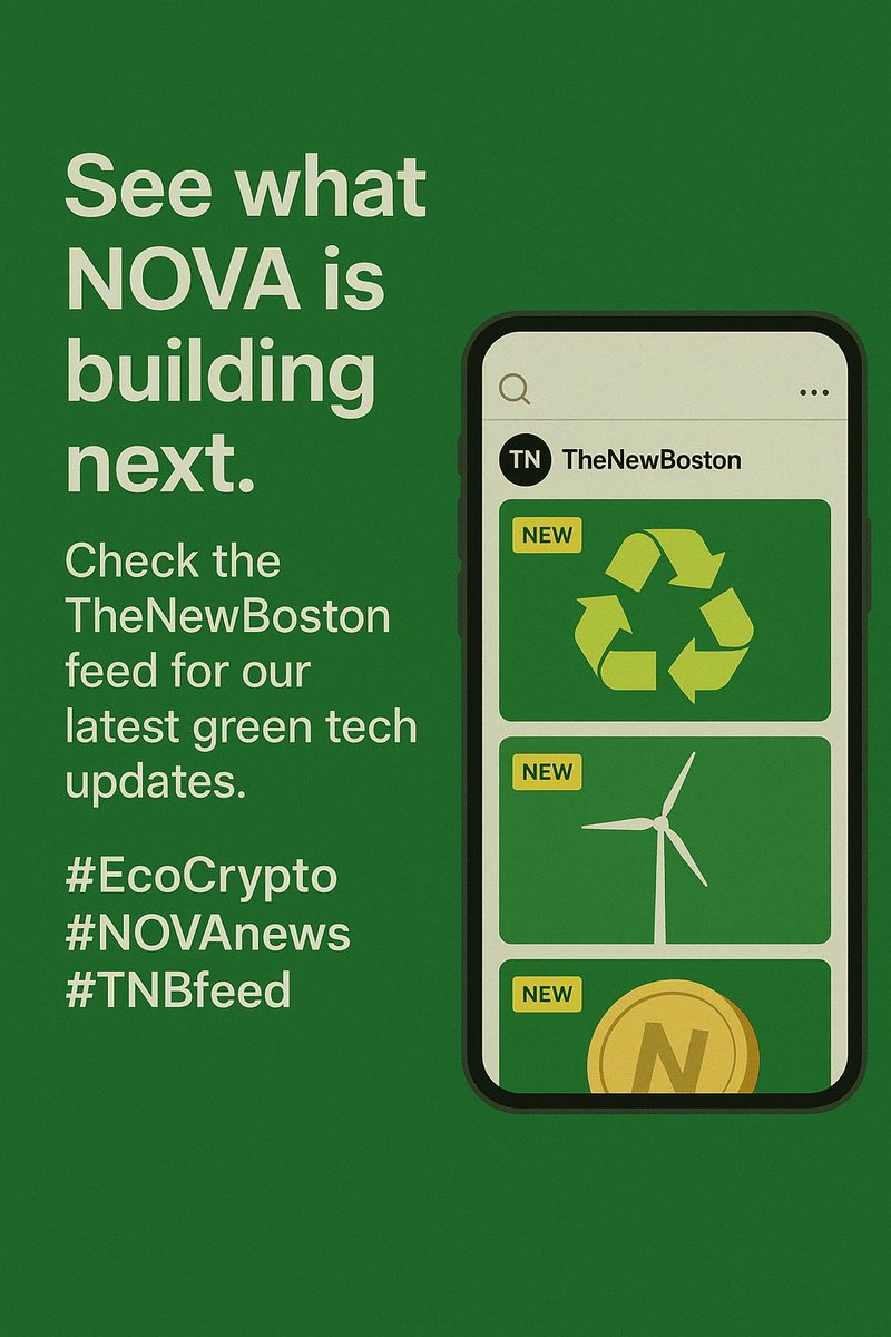nova_currency's tweet photo. 📢 See what NOVA is building next.
 Check the TheNewBoston feed for our latest green tech updates.
 #EcoCrypto #NOVAnews #TNBfeed https://t.co/oXZT2EveNy