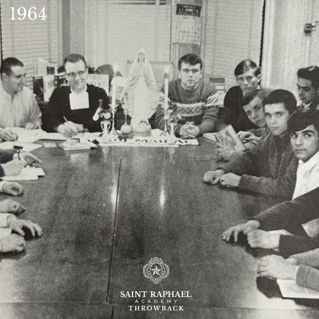 📸 "This year the Academy's Legion of Mary was reorganized under the sound guidance of Brother Raymond. Each member was assigned weekly tasks which included apostolic works." --1964 Yearbook