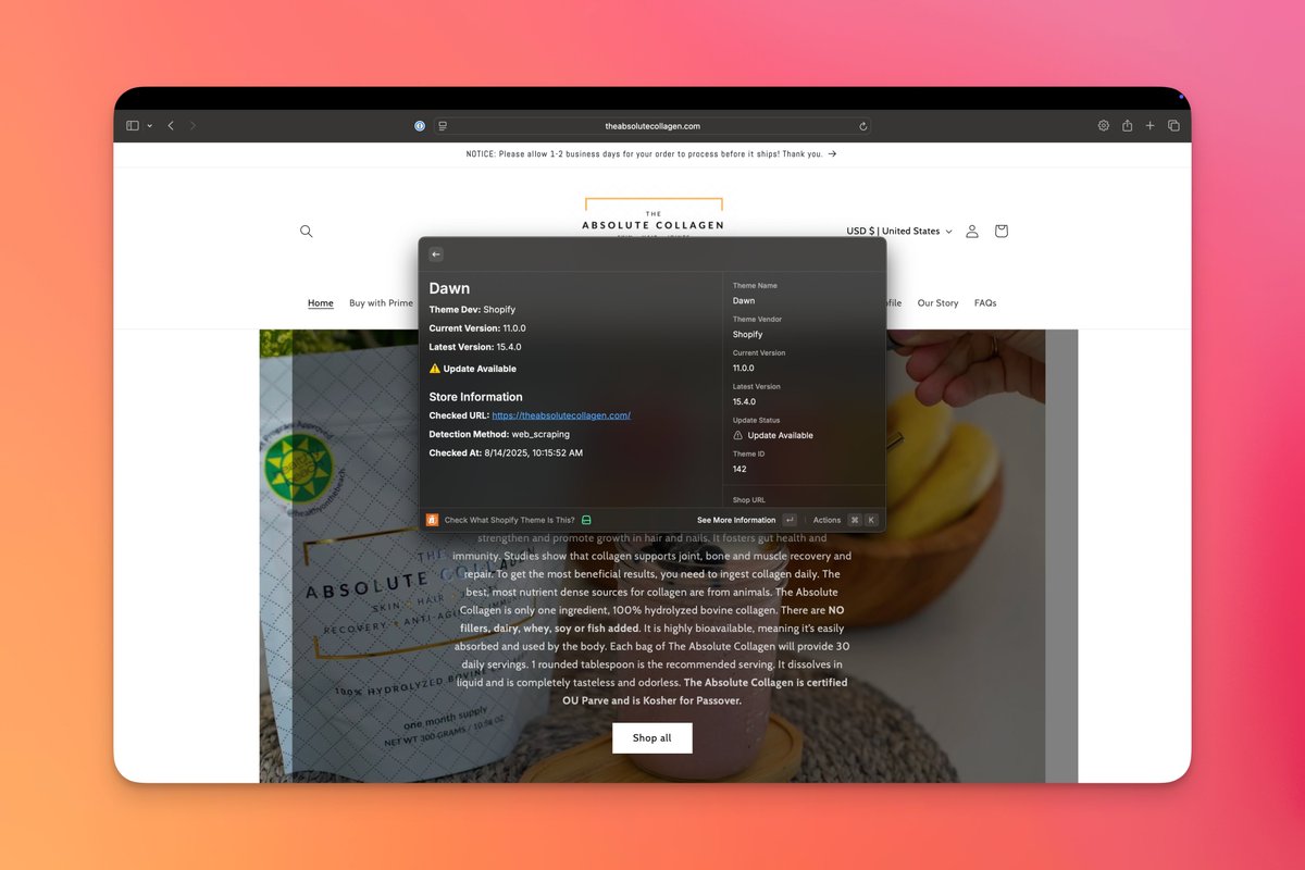 Prolly gonna go ahead and do this 😬 handy it doesn't have to be in Chrome or rely on the extension.

Hands not having to leave the keyboard with Raycast just too good/easy to be able to check while browsing.