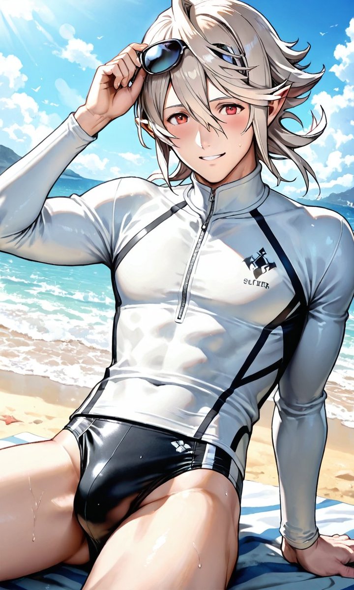 I need to pay more attention to the male Corrin, since #FEHeroes doesn't even like giving swimsuits to the male protagonists, I do it myself.
#MaleCorrin
#Swimwear
#AIIllustration 
#水着
