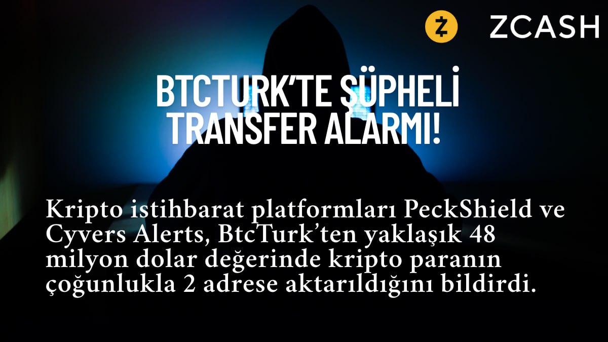 BtcTurk’te Şüpheli Transfer Alarmı!

Kripto istihbarat platformları PeckShield ve Cyvers Alerts, BtcTurk’ten yaklaşık 48 milyon dolar değerinde kripto paranın çoğunlukla 2 adrese aktarıldığını bildirdi.

🔍 ETH, AVAX, ARB, BASE, OP, MANTLE ve MATIC zincirlerinde olağandışı