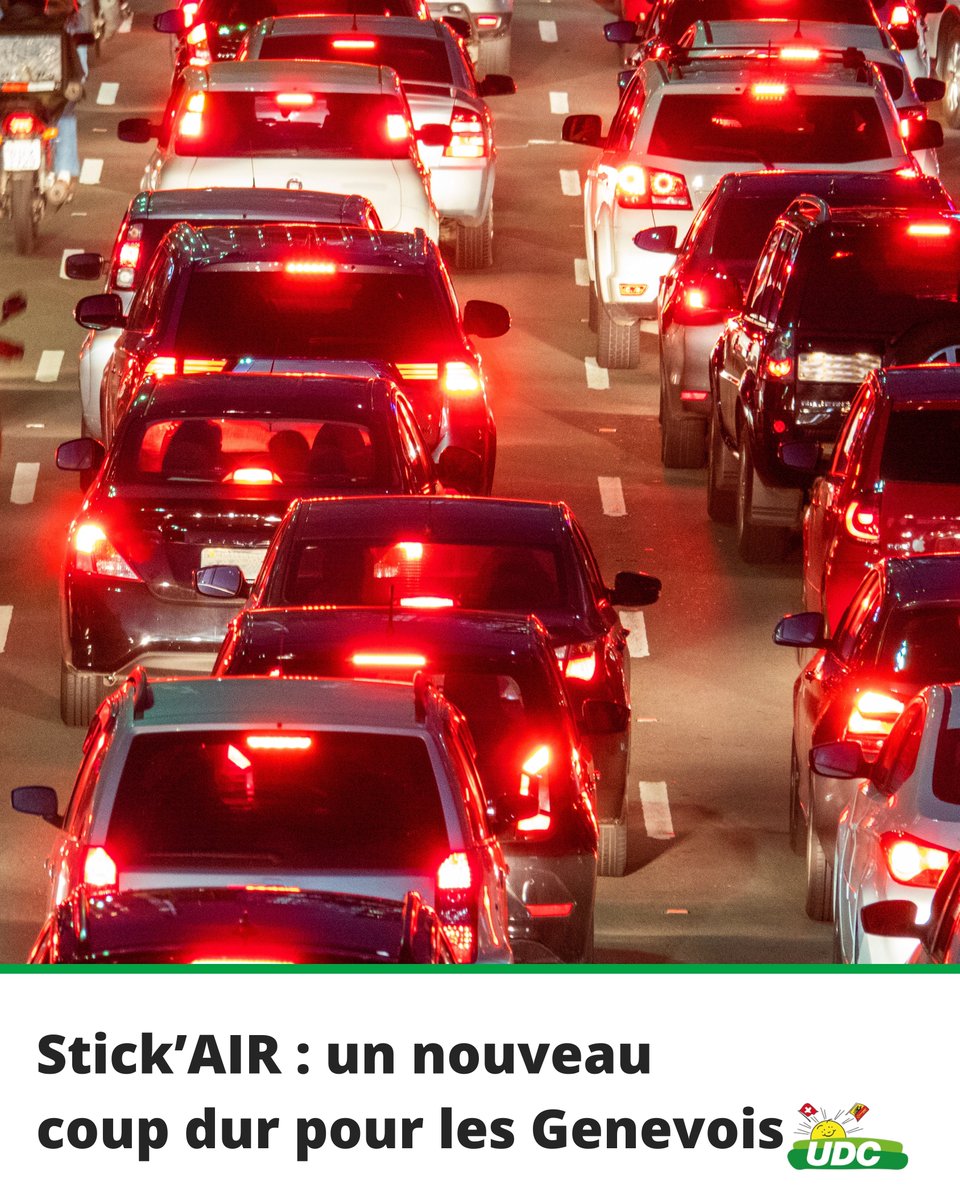 Stick’AIR : une mesure injuste et inefficace imposée par la gauche verte. Pas de vraie baisse de pollution, mais des coûts pour automobilistes, artisans et familles sans alternative. L’UDC Genève défend une mobilité équitable pour tous les Genevois.
udc-ge.ch/communique-de-…