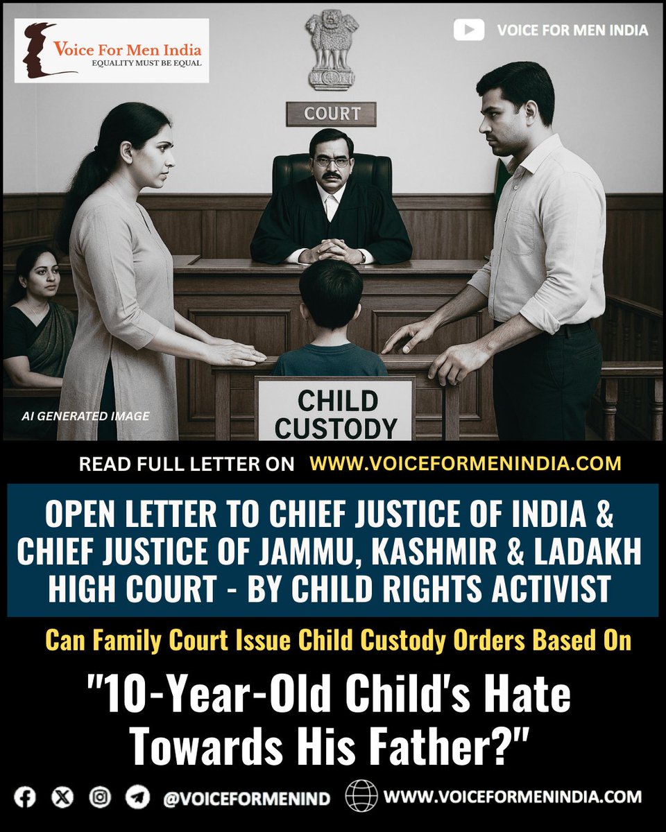 OPEN LETTER AGAINST JUDGE | CAN FAMILY COURT RELY ON 10-YEAR-OLD CHILD'S HATE TOWARDS FATHER IN CUSTODY CASES?

▪️Detailed letter by <a href="/Bambootreeorg/">Bambootree</a> against 31st July Judgment which read:

"An absolute hatred &amp; condemnation for the father has been noticed by this court in the