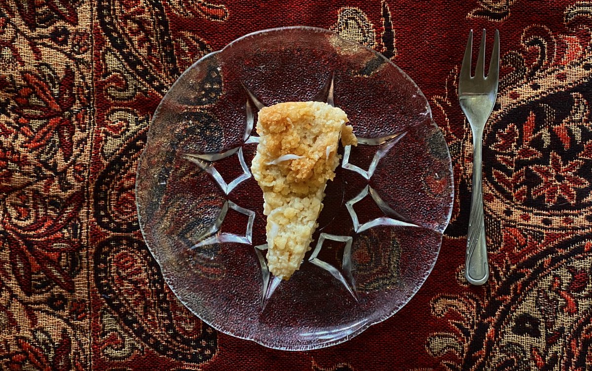 cheesecake with cream, peeled apricots and crumble is the only way to improve today