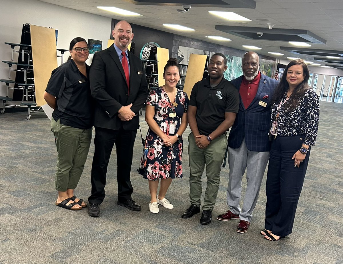 EdMathews's tweet photo. What an amazing first week at East Lee County High School! 🐆 Principal Tony Allen and his exceptional team are guiding the Jaguars toward success with passion and dedication, creating a thriving atmosphere for learning. #ELCHSJaguars #WeekOneWin https://t.co/fn6dG9ViFn