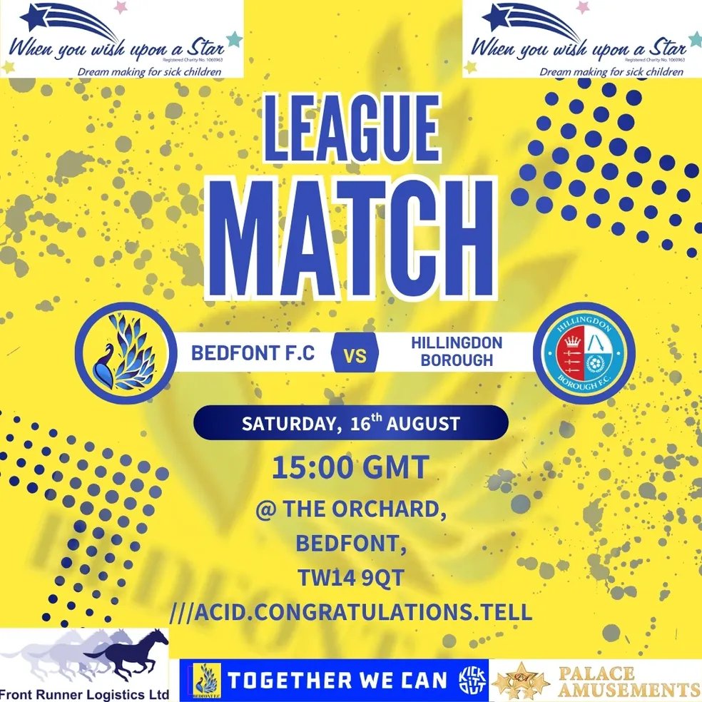 ⚽️NEXT UP⚽️

This Saturday we welcome <a href="/hbfc1872/">Hillingdon Borough FC</a> to The Orchard

The lads will need to be on their toes though, as Hillingdon are searching for their first points of the season and will be up for the match!

#UpTheYellows #Football #Community #NonLeague