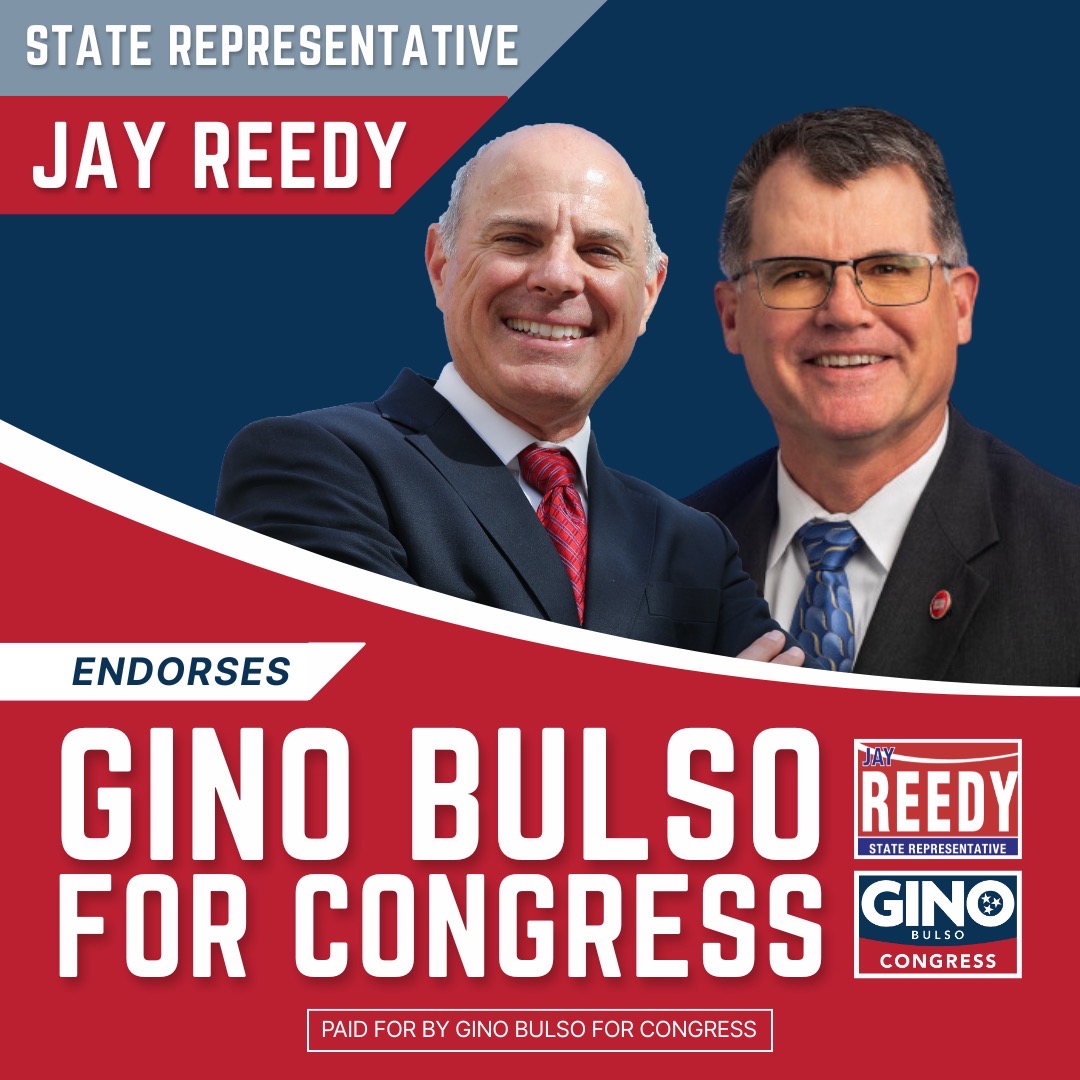 GinoBulso's tweet photo. Proud to have the endorsement of State Rep. Jay Reedy — a proven conservative who knows what it takes to win for Tennessee.

In the legislature, I’ve led the fight for stronger borders, safer communities, and protecting our values — from introducing the “Trump Act” to end taxpayer-funded benefits for illegal immigrants, to passing laws that protect girls’ sports, expand 2nd Amendment rights, and block foreign ownership of Tennessee farmland by hostile nations.

Jay knows our fight is about results, not rhetoric. With his support and the backing of conservatives across TN-7, we have the momentum to win and take Tennessee values to Washington. 🇺🇸
