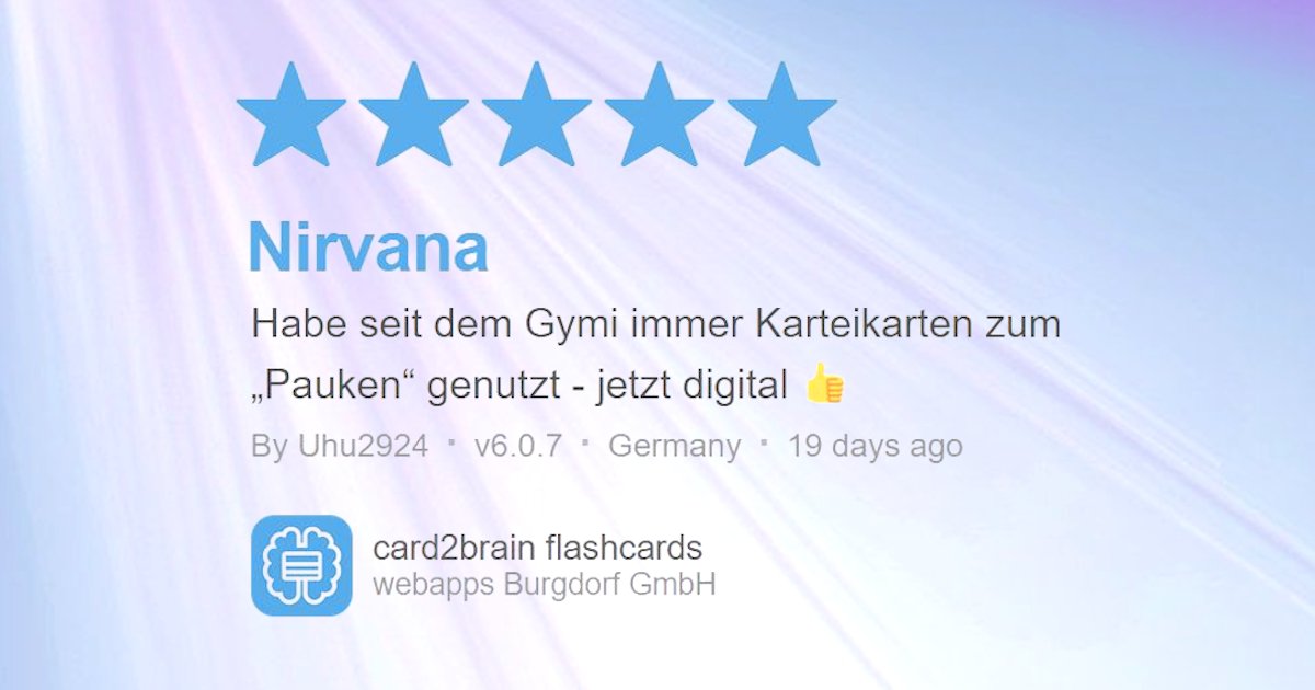 card2brain's tweet photo. Mit #Card2Brain ins Nirvana. 😀 Dem Uhu gefällt's und uns gefällt's, dass es dem Uhu gefällt. 🎉 Und dir?

👉 https://t.co/rMhxWbq12t

#lernkarten #lernkartei #karteikarten #lernkartenapp #lernplattform #lernen #sprachenlernen #schule #lehre #studium https://t.co/G1MkqPYpML