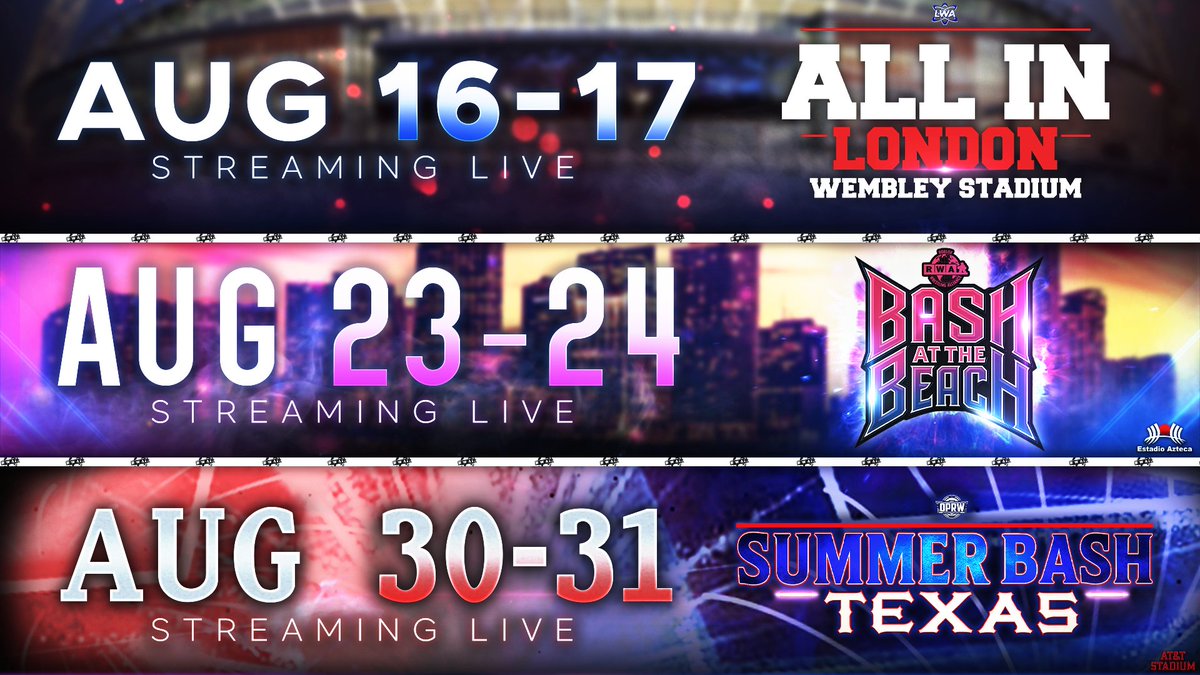 RWAMedia's tweet image. What a HISTORIC few weeks AHEAD! 🤩
The NEXT 3 weeks of competition are HEATING UP and MAKING HISTORY, and 3 2-NIGHT RWA Pay-Per-Views take over the rest of August!
1⃣ - @LWA2025: ALL IN, This Weekend
2⃣- RWA BATB 2025, August 23-24st
3⃣- @OPRW_ROBLOX SummerBash: August 30-31th