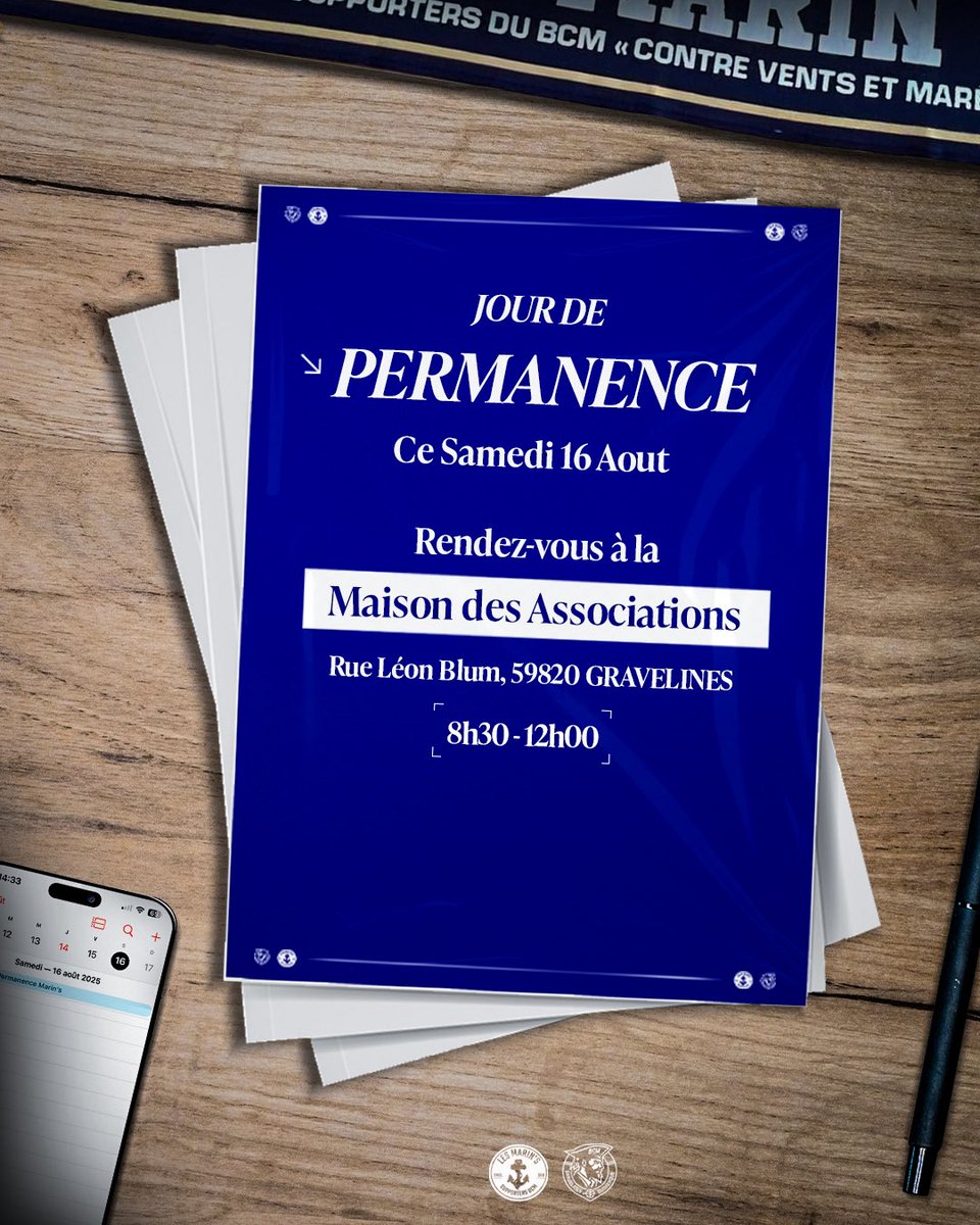 📝 𝓟𝓔𝓡𝓜𝓐𝓝𝓔𝓝𝓒𝓔 𝓐𝓑𝓞𝓝𝓝𝓔𝓜𝓔𝓝𝓣 ! 

Ce samedi nous vous attendons pour notre 1ère date d’abonnement pour rejoindre les Marin’s pour la saison 2025/2026.. 

Pour toutes questions, n’hésitez pas à nous contacter en message privé.. 

À samedi.. 🏴‍☠️