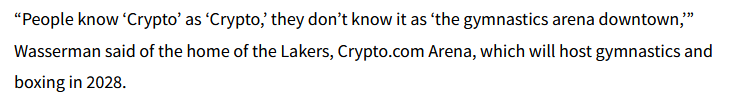 Matthew Johnson (@mcjohnson922) on Twitter photo Hey <a href="/caseywasserman/">Casey Wasserman</a>, I think you got duped - NOBODY refers to it as "Crypto", at best it's "The Crypt" but usually people still just call it "Staples Center", its old name, because the new one sucks & is stupid & nobody likes it. Hey <a href="/caseywasserman/">Casey Wasserman</a>, I think you got duped - NOBODY refers to it as "Crypto", at best it's "The Crypt" but usually people still just call it "Staples Center", its old name, because the new one sucks & is stupid & nobody likes it.