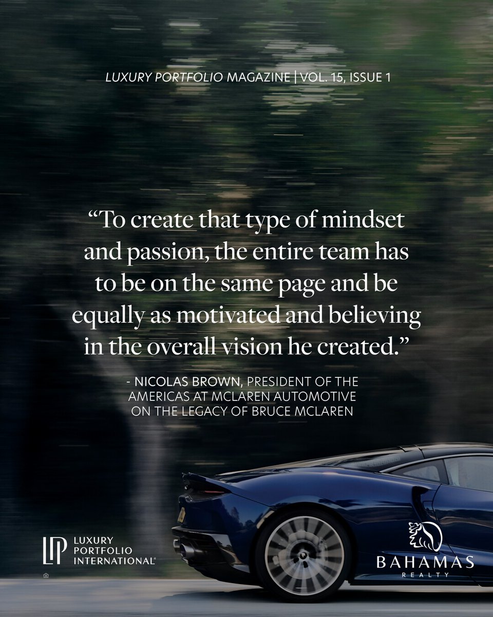 In Luxury Portfolio Mag (Vol. 15, Issue 1), McLaren Americas’ President highlights how a unified mindset &amp; shared passion drive excellence. 🏎️🚀

Discover more on luxury, design &amp; craftsmanship: l8r.it/XuxQ