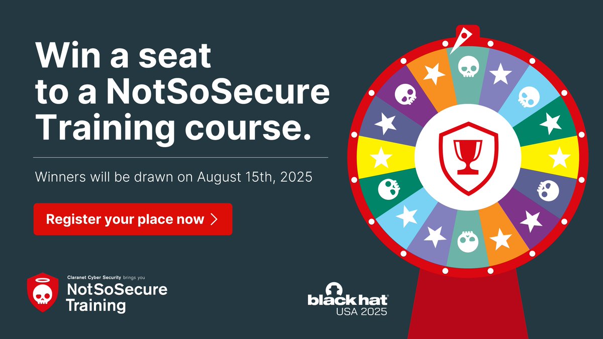 #FinalCall! Win a seat in a #NotSoSecure training course. Expert-led, hands-on, and packed with real-world hacking labs. Winners announced tomorrow!

Enter Now ➡️ claranet.com/us/publiccours…

#CyberSecurity #EthicalHacking #Giveaway