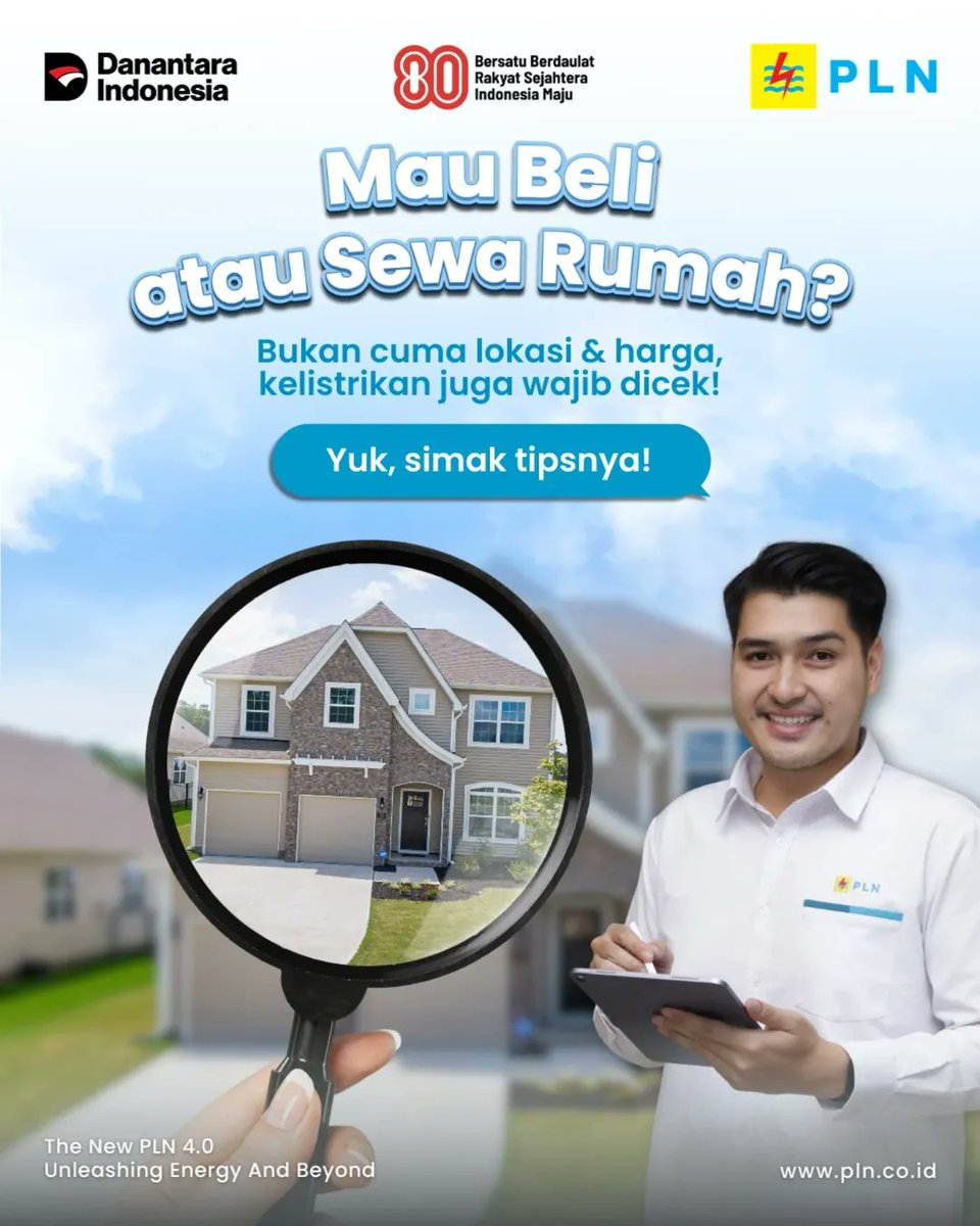 SahabatPLNJkt's tweet photo. Beli atau sewa rumah itu nggak cuma soal harga dan lokasi, Electrizen. Listriknya juga harus diperhatikan dulu ya supaya kamu nyaman saat menghuni rumahnya! PLN kasih kamu tips nya, nih! Yuk disimak. #TipsPLN #PLNUntukSemua #PLNUntukIndonesia https://t.co/zPCYSYHbIa
