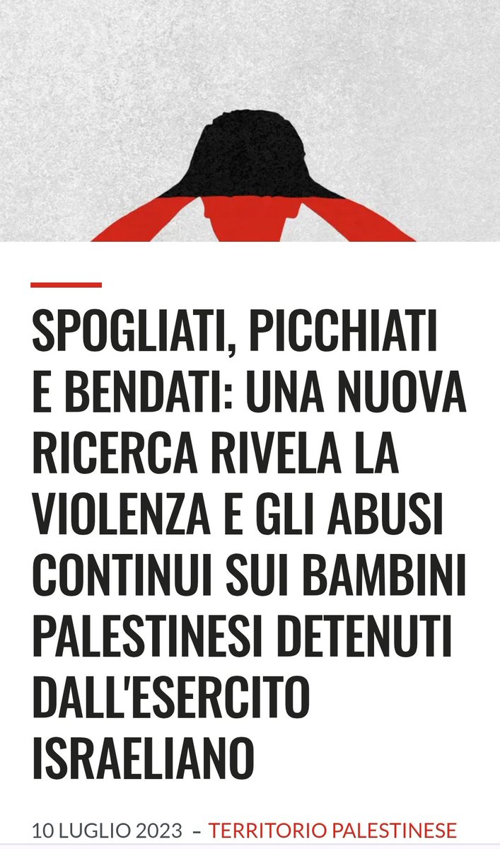 LauraFoschi6's tweet photo. 🇵🇸TORTURE, STUPRI, ABUSI SU 500/700 BAMBINI PALESTINESI OGNI ANNO. SEQUESTRATI DI FATTO, ANCHE PER ANNI, SENZA ACCUSE NÉ PROCESSI(DETENZIONE AMMINISTRATIVA).
SUCCEDE SOLO NELLA COLONIA DI OCCUPAZIONE SIONISTA ISRAELIANA.....
🇮🇹🇵🇸🇱🇧🇸🇾🇮🇷☮️❤️🕊️
       👇 https://t.co/NNIqG02EQS
