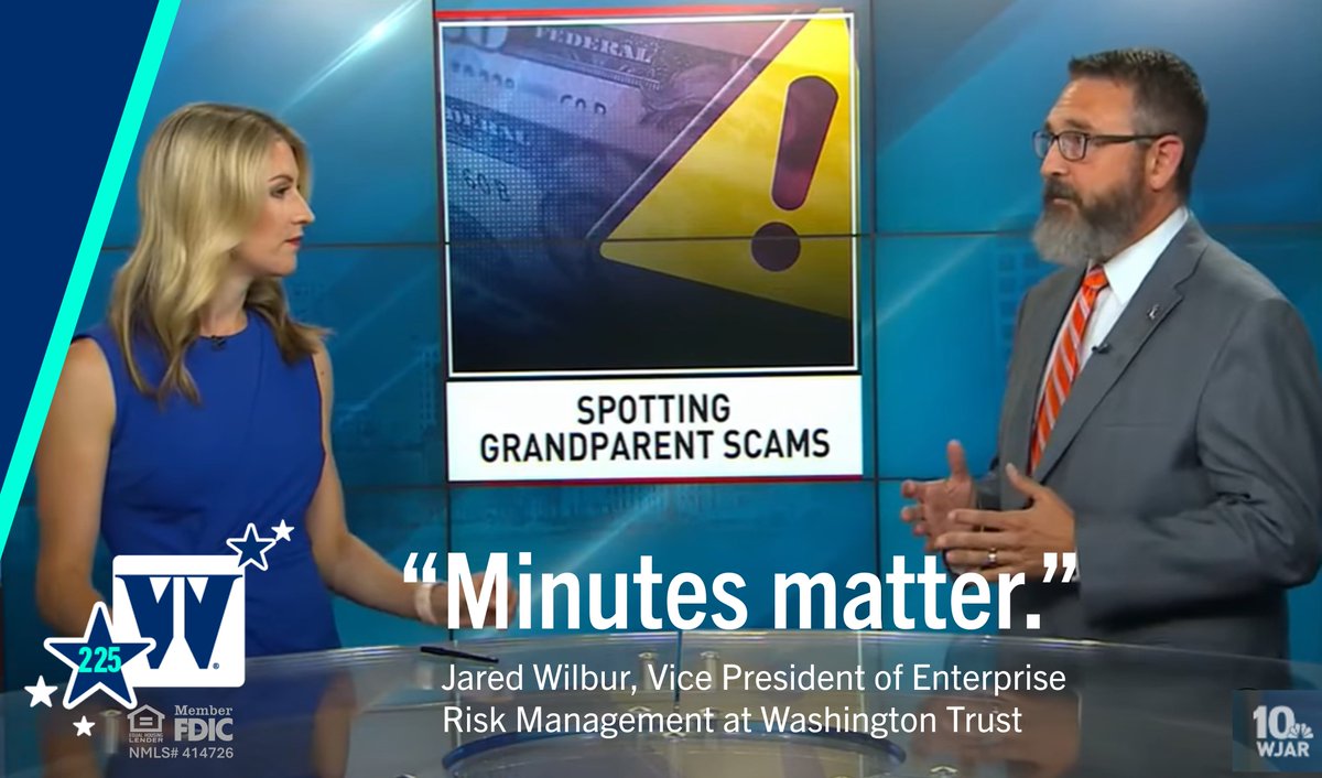 Jared Wilbur, VP of Enterprise Risk Management at Washington Trust, chatted with <a href="/NBC10/">NBC 10 WJAR</a> about spotting grandparent scams &amp; what to do if you're affected▶️ ow.ly/5eTC50WG0wx
_
What we value is you.®
#WashTrust
#ScamAwareness
#ElderFraud
#FraudPrevention
#RhodeIsland
#iLuvRI