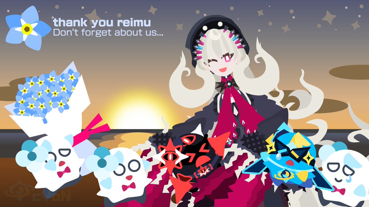 CYONofGaia's tweet photo. and here it is. my first (&amp; hopefully not the last) fanart for reimu endou. thank you for being my first oshi in nijisanji. i also included a farewell letter.

my last wish is for her to see &amp; notice this before she goes. thanks for everything. love you mumu.
#Reimural #Endoujin https://t.co/tv3ZR0cFx3