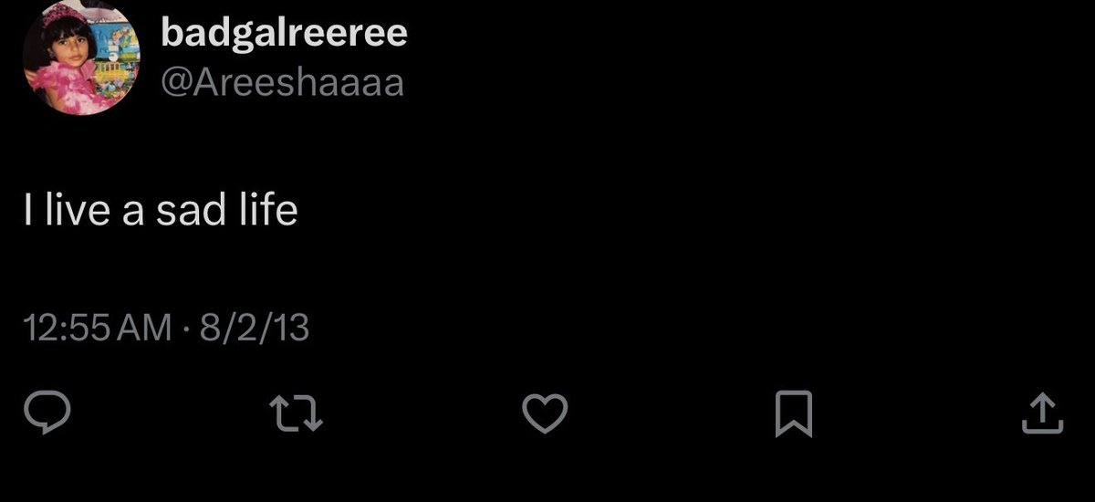 Areeshaaaa's tweet photo. The other day I thought I had an epiphany that maybe I was depressed in high school, only to find THESE tweets from when I was 15 yrs old lmfao like ok Sherlock https://t.co/8iLVSZjkaF