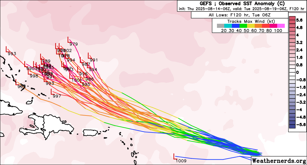 BhatiaKieran's tweet photo. What do we know about #TropicalStormErin? 
1) #Erin has intensified slowly over the last 36 hours. That is about to change. Rapid intensification (more than one period possible) is likely between early Friday and Sunday
2) Environment is anomalously favorable in front of Erin
1/n https://t.co/8uy5EYAiq0
