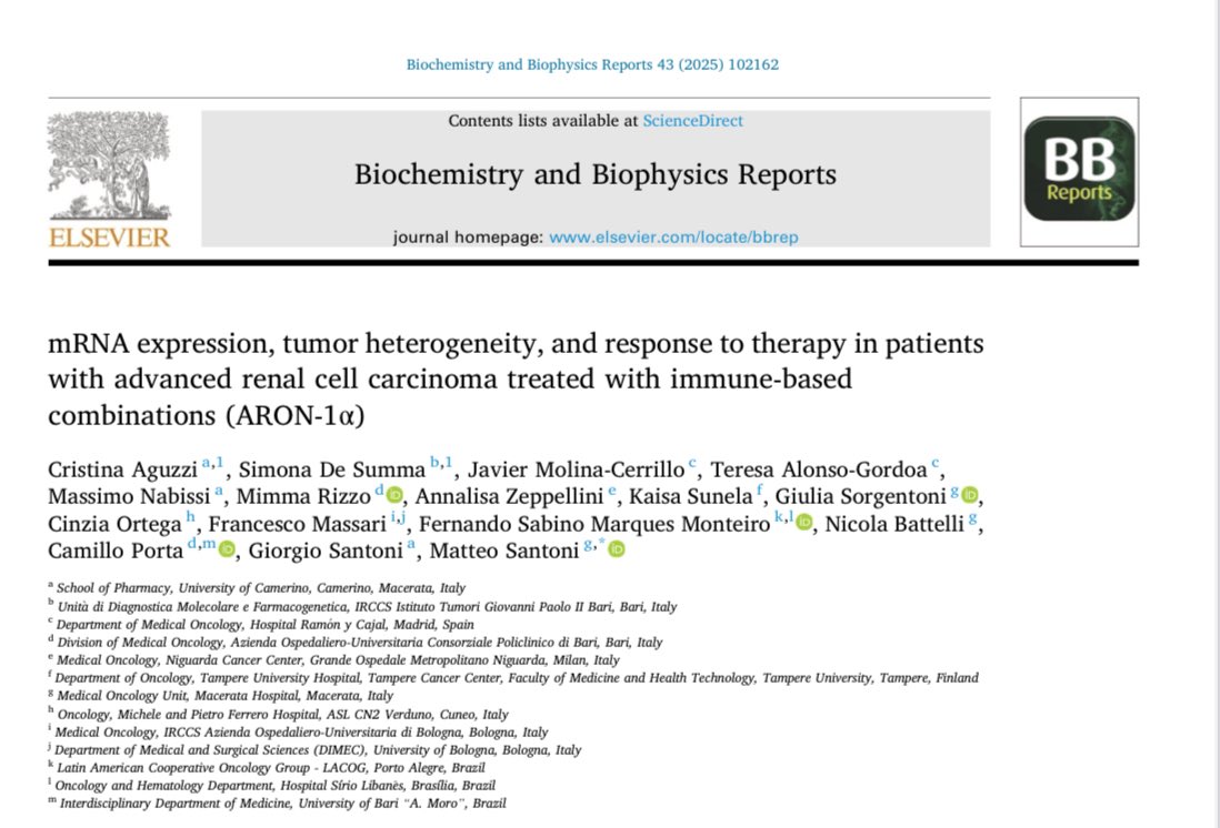 Francesco Massari (@fmassari79) on Twitter photo Out our first translational research from ARON-1α
mRNA expression, tumor heterogeneity, and response to therapy in patients with advanced renal cell carcinoma treated with immune-based combinations.
<a href="/MatteoSantoniMD/">Matteo Santoni</a> <a href="/aron_project/">ARON project</a> Out our first translational research from ARON-1α
mRNA expression, tumor heterogeneity, and response to therapy in patients with advanced renal cell carcinoma treated with immune-based combinations.
<a href="/MatteoSantoniMD/">Matteo Santoni</a> <a href="/aron_project/">ARON project</a>