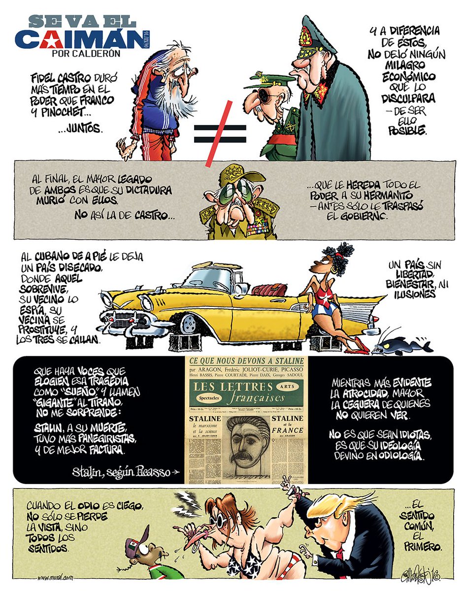 CartonCalderon's tweet image. Publiqué este cartón cuando murió Fidel Castro. Veo que sigue estando tan actual como si lo hubiera hecho anoche. Hoy el tirano habría cumplido 99 años.