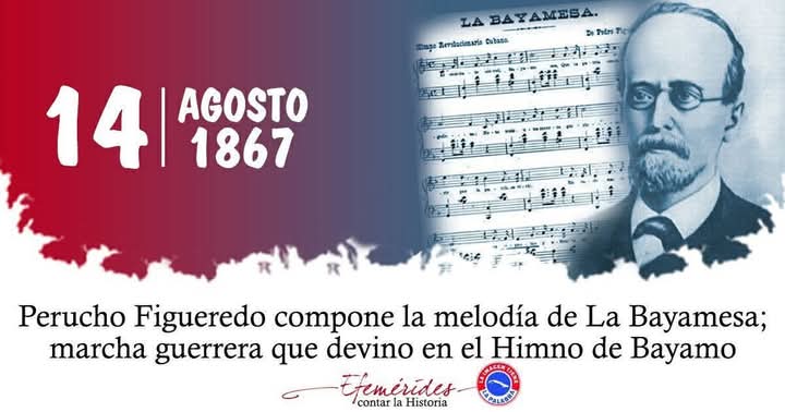 La madrugada del 14 de agosto de 1867, nacen las notas musicales del canto de guerra cubano, compuesto por el poeta y reconocido revolucionario bayamés, Pedro Perucho Figueredo Cisneros.
#CubaViveEnSuHistoria #CubaEsCultura #CubaMined #PinardelRío