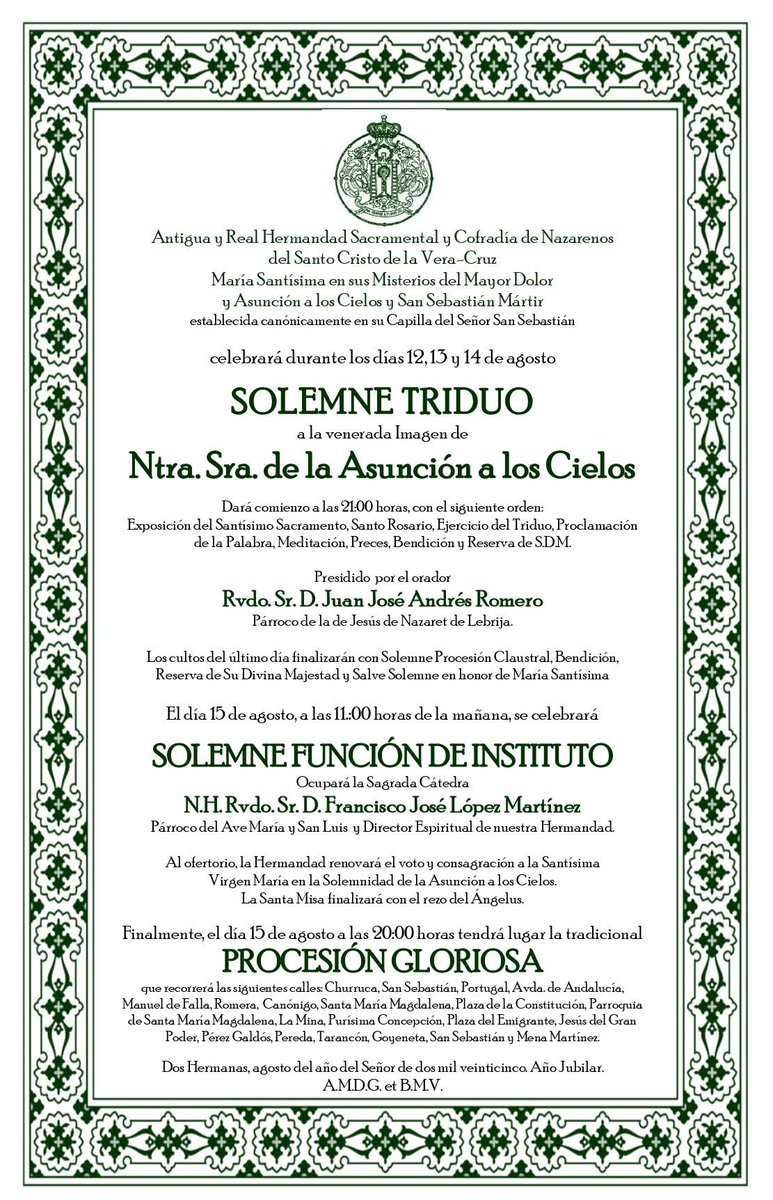 Chema0206's tweet photo. 📍Constantina: Procesión @HdadDelRobledo @BMSantaAna.
📍Dos Hermanas: Procesión @HdadVeraCruzDH @MaestroTejera.
📍Espartinas: Procesión extraordinaria de Asunción.
📍Estepa: Procesión @HdadAsuncion @bandaestepa. https://t.co/dTAUwInxgf
