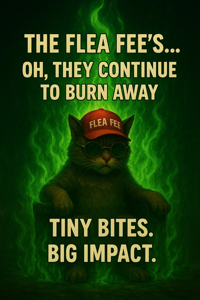 😼🔥 The Flea Fee’s…
oh, they continue to burn away.
Tiny bites. Big impact.
Every nibble takes us closer to glory.

#AiCat #FleaFeeBurn #OverlordEconomics #XRPL #MeowMath