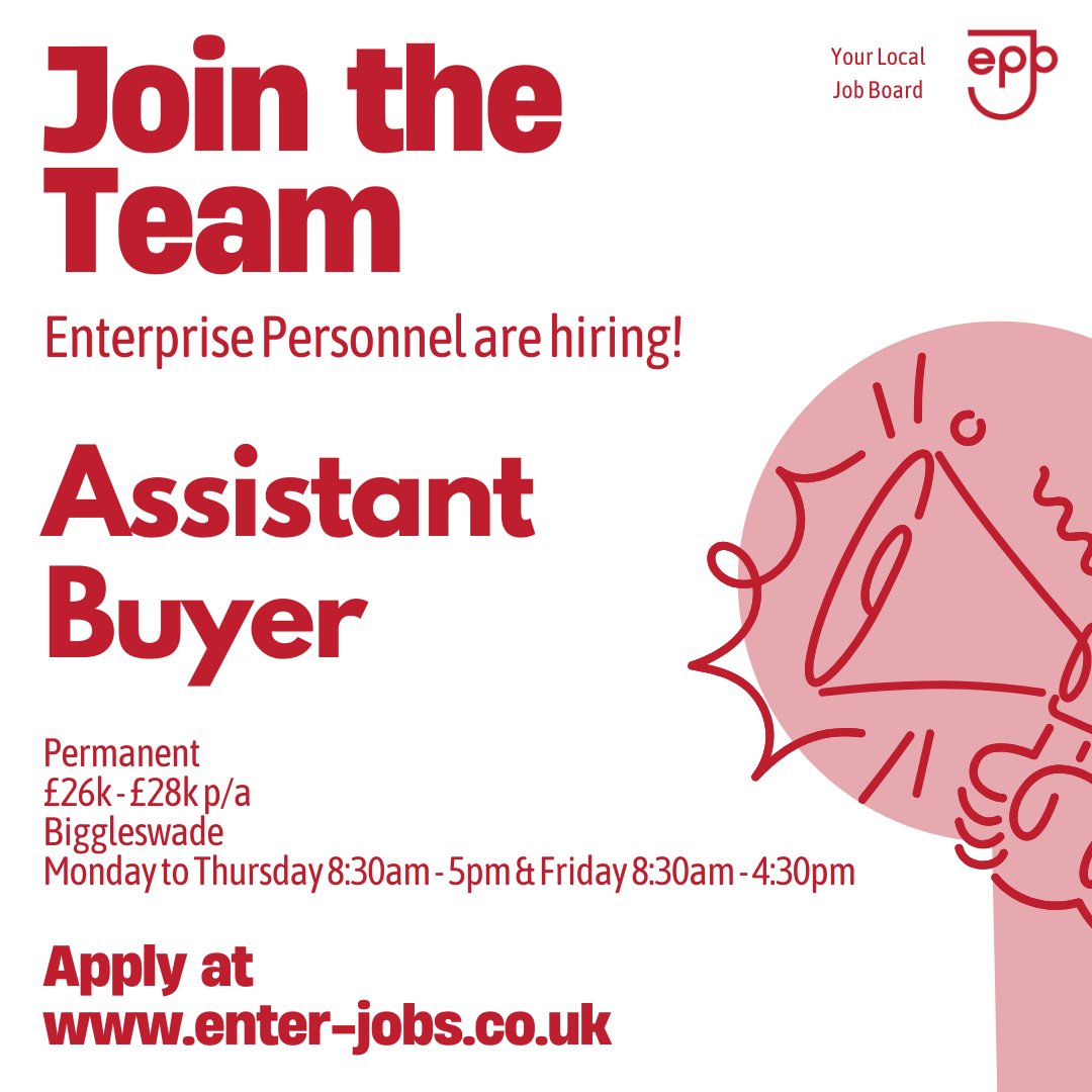 EnterJobs's tweet image. Enterprise Personnel&apos;s client are seeking an Assistant Buyer in Biggleswade.
Apply now via our website! 

#procurement #salesupport #salesjobs #supplychainmanagement #supplychain #b2bcustomerservice #customerserivce #procurementjobs #stockmanagement #biggleswade #bedfordshire