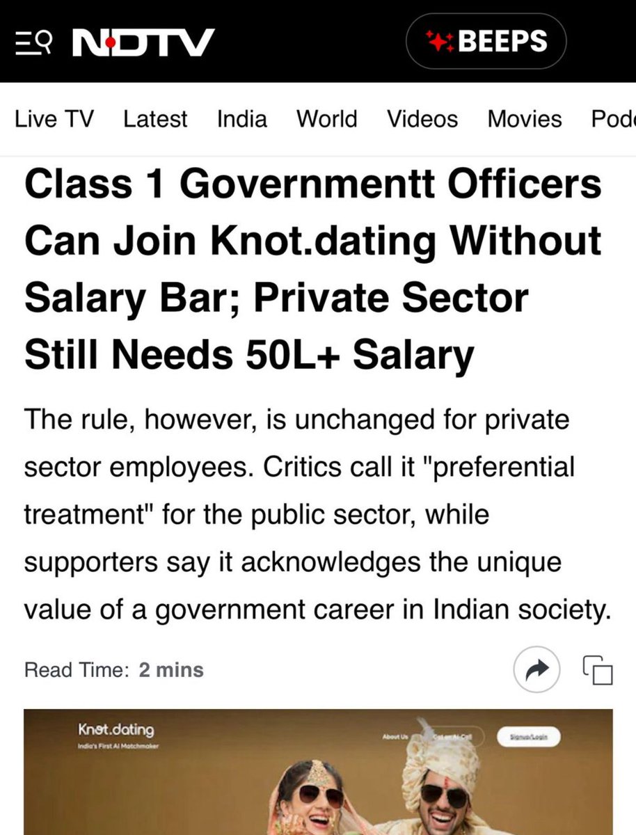 This is why half the country wants a sarkari job- not for the salary, for the shaadi.
