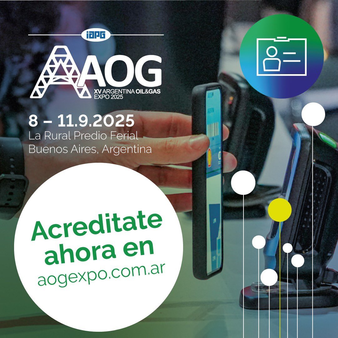 ⛽🛢🏗 ¡Ya podés acreditarte en la AOG 2025!

Registrate online y participá de la Argentina Oil &amp; Gas Expo, el encuentro líder de la industria de los hidrocarburos en la región.

👉 ¡Acreditate ahora! aog.com.ar/acreditate-on-…