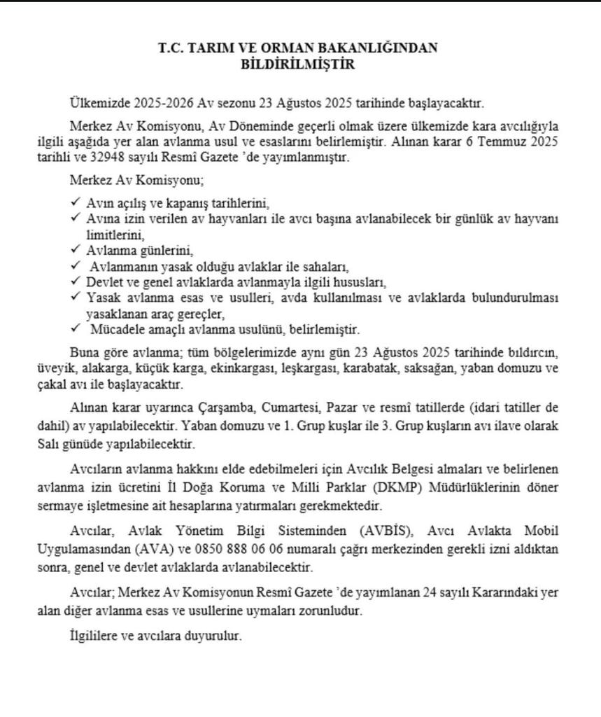 2025-2026 Av Sezonu Açılışı Basın Duyurusu..