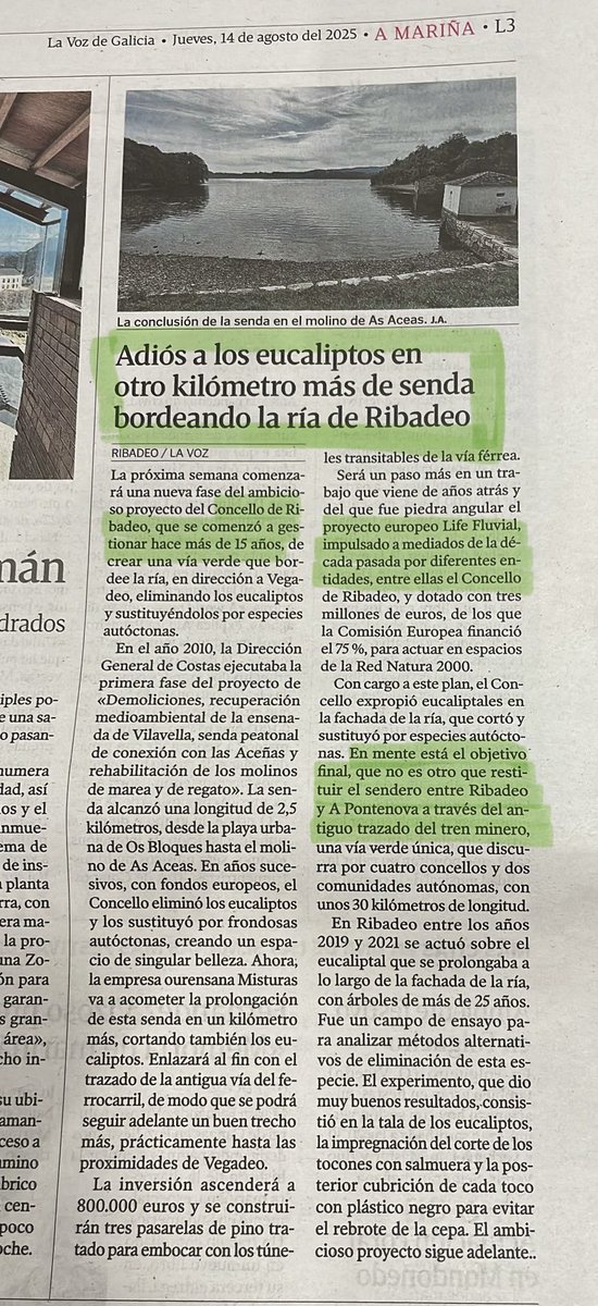 Que gusto dá ver que aquilo que se planificou e executou con agarimo, cabeciña e determinación sigue medrando. Daquela o tempo e os cartos non se gastaban en cuchipandas nin en foguetes. E ben polo Ministerio para a Transición Ecolóxica, por executaren esta ampliación.😉👌🥰