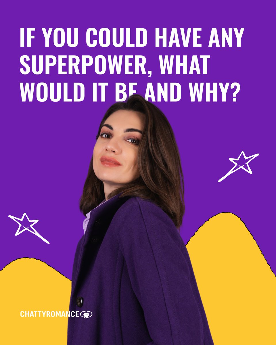 chattyromance_'s tweet image. Time for a fun question! 🦸♀️🦸♂️
Would you choose flight, invisibility, or something completely unique?
Tell us your dream superpower in the comments! 👇
#Icebreaker #FunQuestion #Superpower #Chattyromance