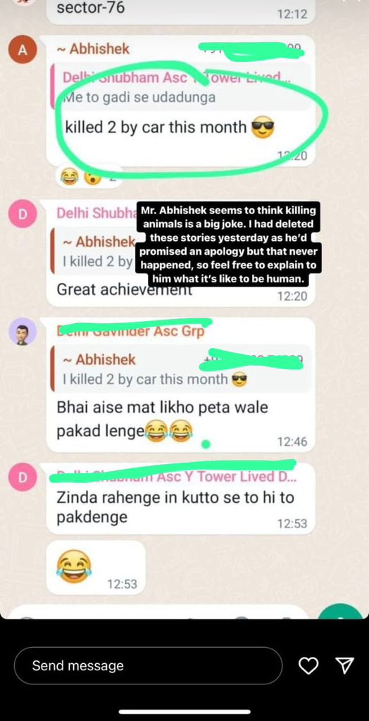 bubbinpyjamaz's tweet photo. @ASCAOAPH1 @noida_authority @CeoNoida @ASCAOAPH1 @noida_authority @CeoNoida @PetaIndia 

I have many such cases where is a casual conversation to beat dogs with sticks and kill them with cars. https://t.co/VlEIAlcJyo