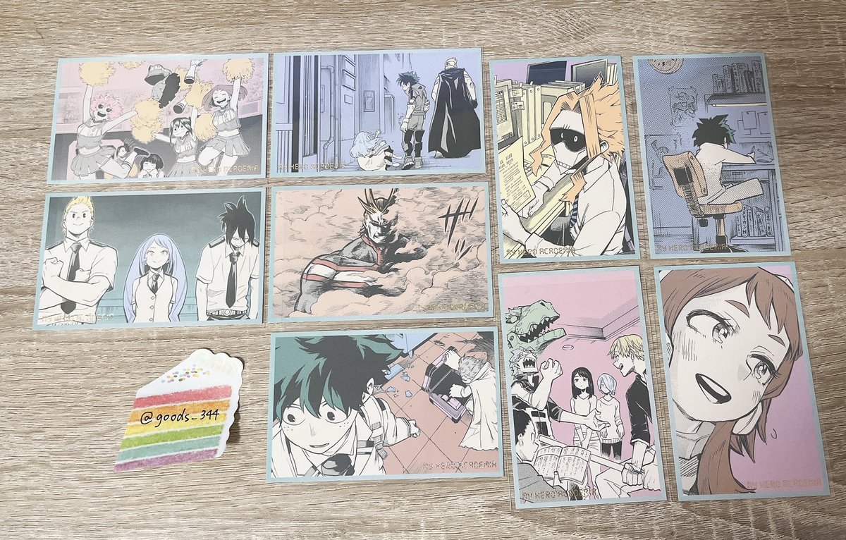goods_344's tweet photo. 【譲渡】
僕のヒーローアカデミア　ヒロアカ　原画展　メモリアルコレクション　カード

譲：画像参照

求：定価＋送料

・郵送または8/17フェス昼夜、8/21夜原画展現地手渡し
・纏めての方優先ですが、一点からでもお気軽にお声掛けください。

どうぞよろしくお願いいたします。 https://t.co/HJ04TUHyWy