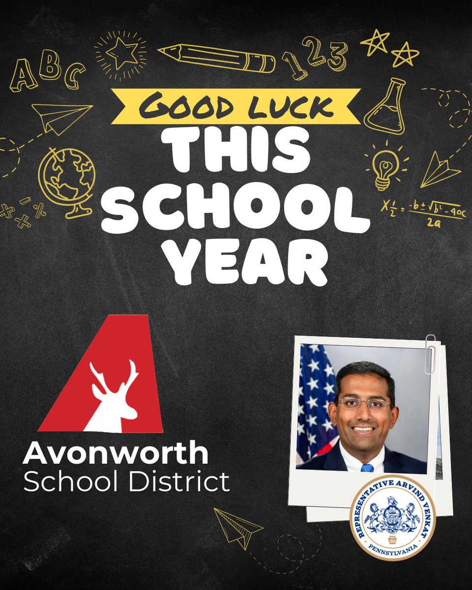 Rep. Arvind Venkat, MD (@repvenkat) on Twitter photo On this first day of school, I wish all the students, parents, teachers, and staff of <a href="/Avonworthschool/">Avonworth District</a> good luck and best wishes on the new school year! On this first day of school, I wish all the students, parents, teachers, and staff of <a href="/Avonworthschool/">Avonworth District</a> good luck and best wishes on the new school year!