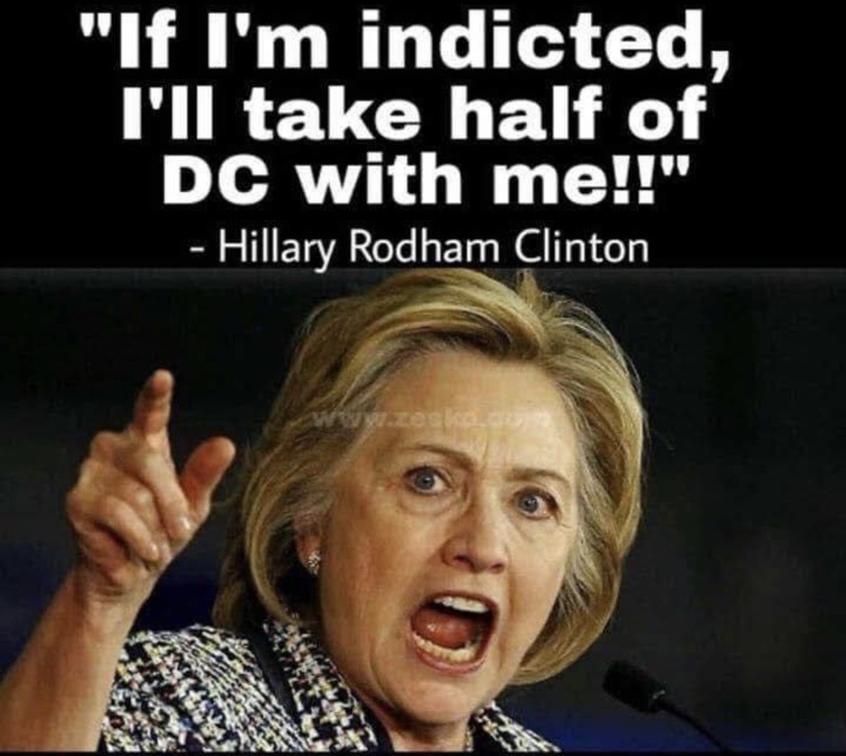 PeriklesGREAT's tweet photo. Who wants Hillary Indicted ?⁉️

1. Hell Yes - NOW ! 
2. No 

Hillary has promised to 
clean up the DC Swamp
for us !      😂😂😂 https://t.co/dxuUtSeCpm