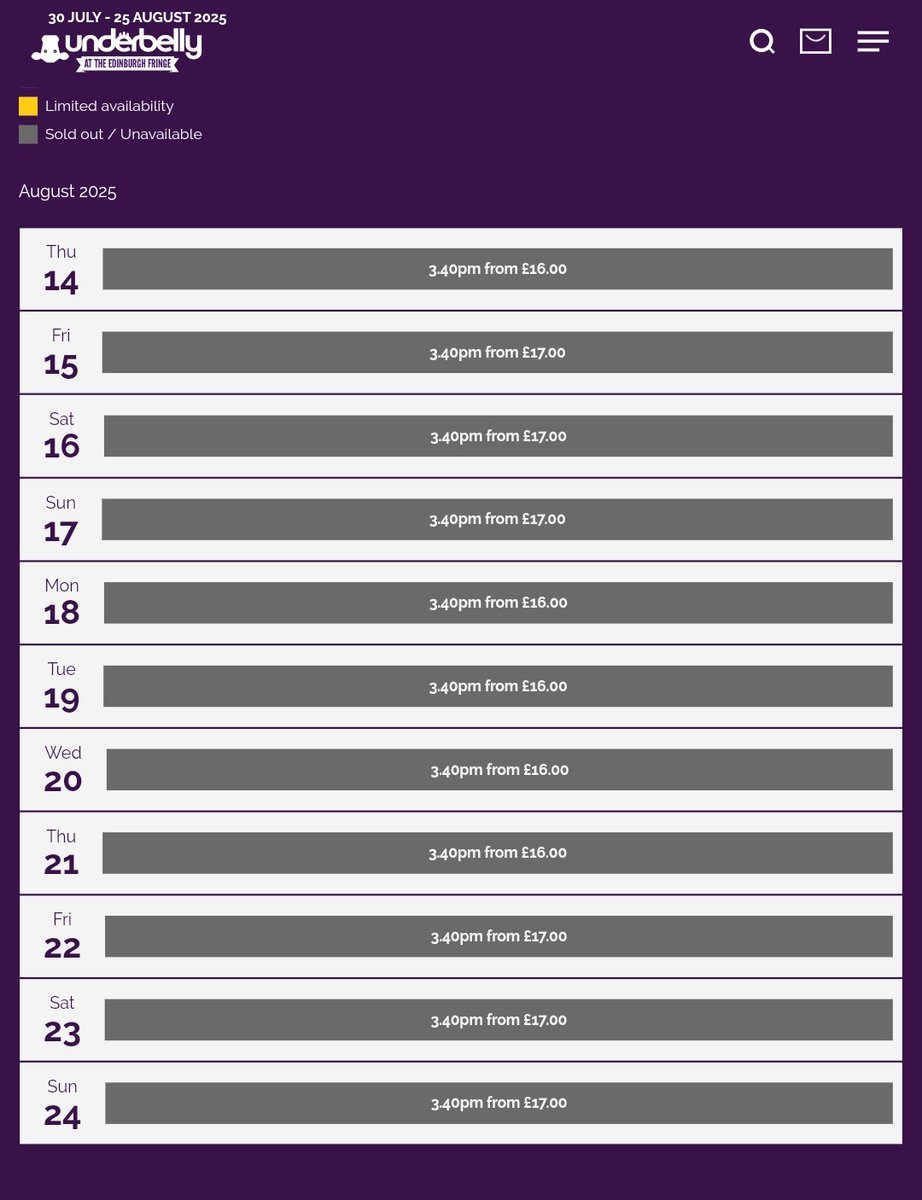 First time this has ever happened to me, this is so cool

If you still fancy it we release some extra tickets a couple of hours before each show, and if not then catch us at <a href="/ubsoho/">underbellyboulevard</a> in September! <a href="/FollowTheCow/">Underbelly Edinburgh</a>