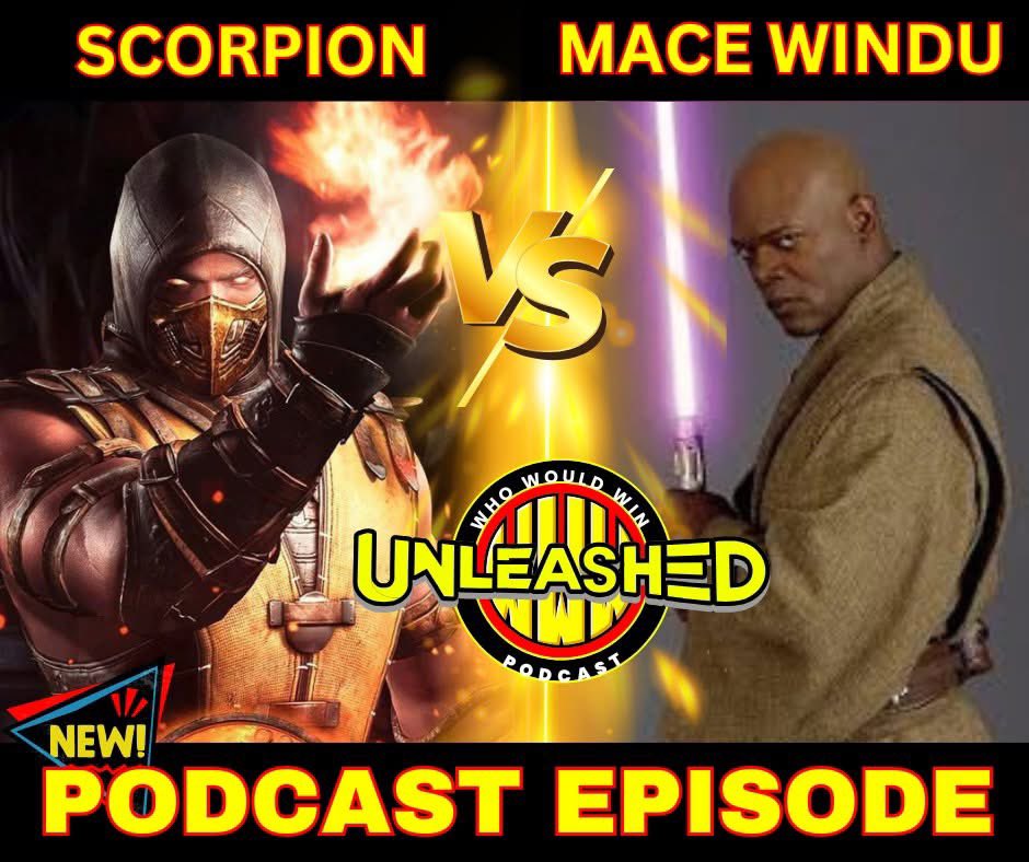 Scorpion vs Mace Windu! Who wins? Find out in the NEW episode of Who Would Win Unleashed! Listen Here -> bit.ly/45luXqw