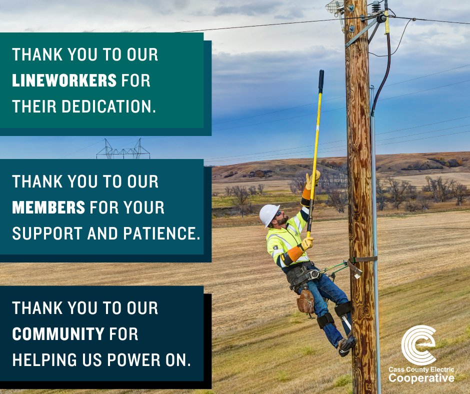 When summer storms strike, our lineworkers jump into action—restoring power, protecting our communities, and working long hours away from loved ones. We’re grateful for their dedication and for the patience and support of our members. Together, we keep our region powered. ⚡