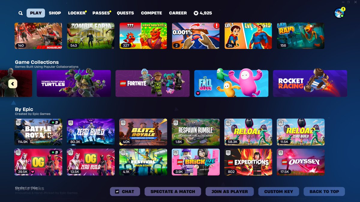 I am sorry but does Epic Discovery Team think before introducing new changes?

Adding the 6th Game Collection they completely destroyed FG &amp; RR categories - they are NOT VISIBLE at all.

Maybe just rotate the categories randomly? Or split them into two rows?

#FNCreate