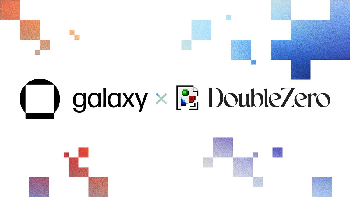 Galaxy and DoubleZero collaboration logo featuring pixelated blocks and logos