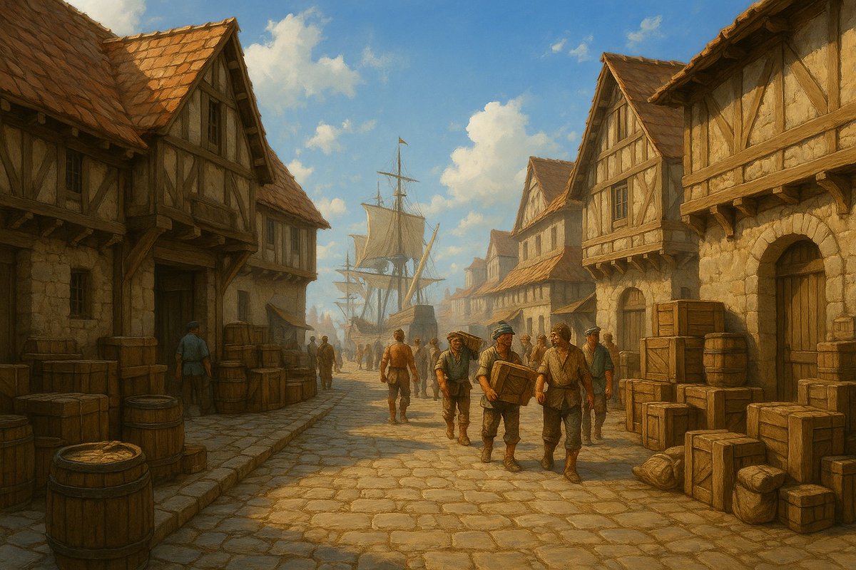 Toshi_TGDealer's tweet image. 世界は何でできている？　第9話（2025/08/10）
DM: イルハルドさん  #CDnD #dndj #BECMI

DM：真昼の太陽が港町アルダニスを照らし、潮風が石畳を抜けていく。  海辺の倉庫街は、積み上げられた木箱や樽が迷路のように並び、荷車の車輪が石を擦る音が響いている…