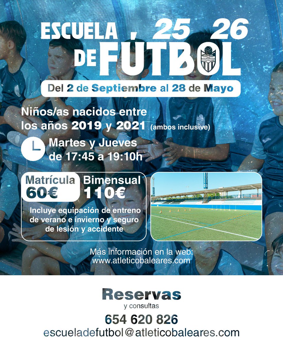 El 2 de setembre torna la Escola de Futbol 2025/2026

🔗 Tot el procés d’inscripció al següent link: atleticobaleares.com/escuela-de-fut…