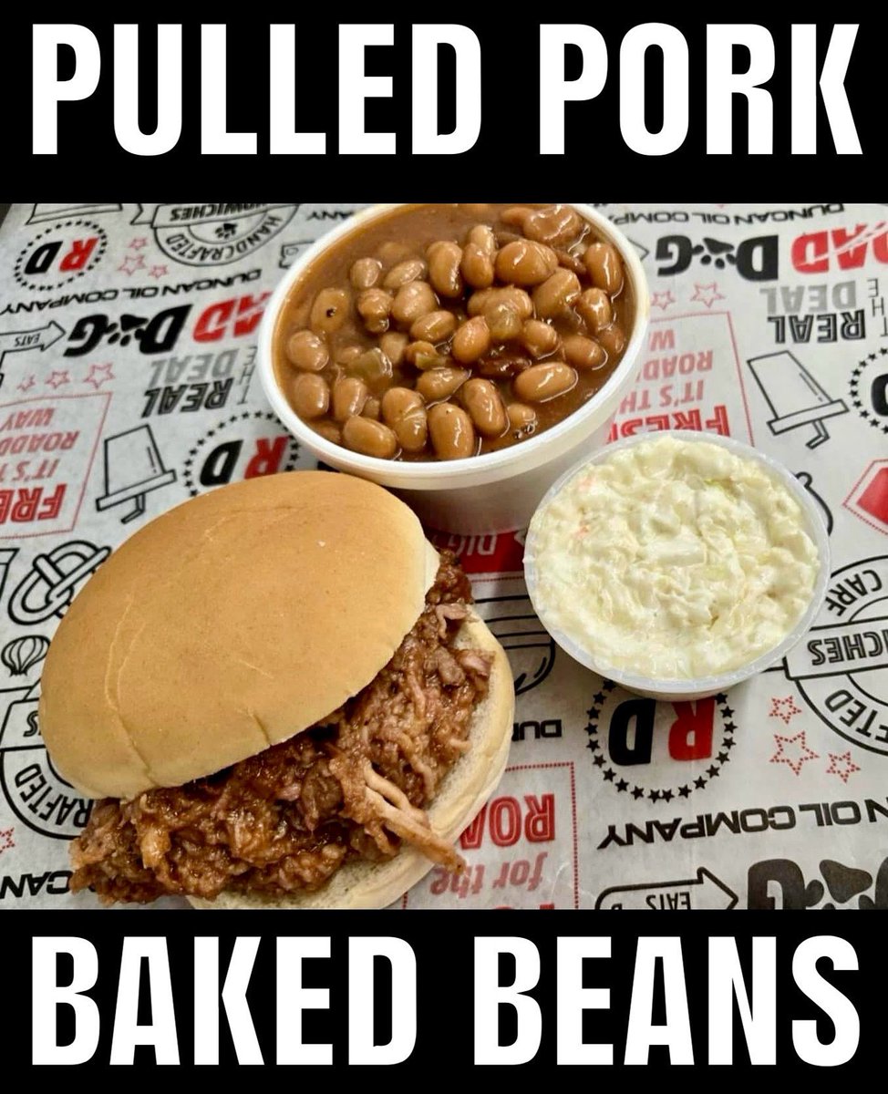 DuncanOil's tweet image. RoadDog Stores - 😋 Nothing Says Mmmm like… 😋
A pulled pork sandwich, baked beans, and coleslaw from RoadDog — the perfect lunch combo to hit all the right spots! 🍖🥗

What’s YOUR ultimate RoadDog lunch plate? Share it below! 🍽👇

#RoadDogEats #LunchDoneRight #BBQLovers