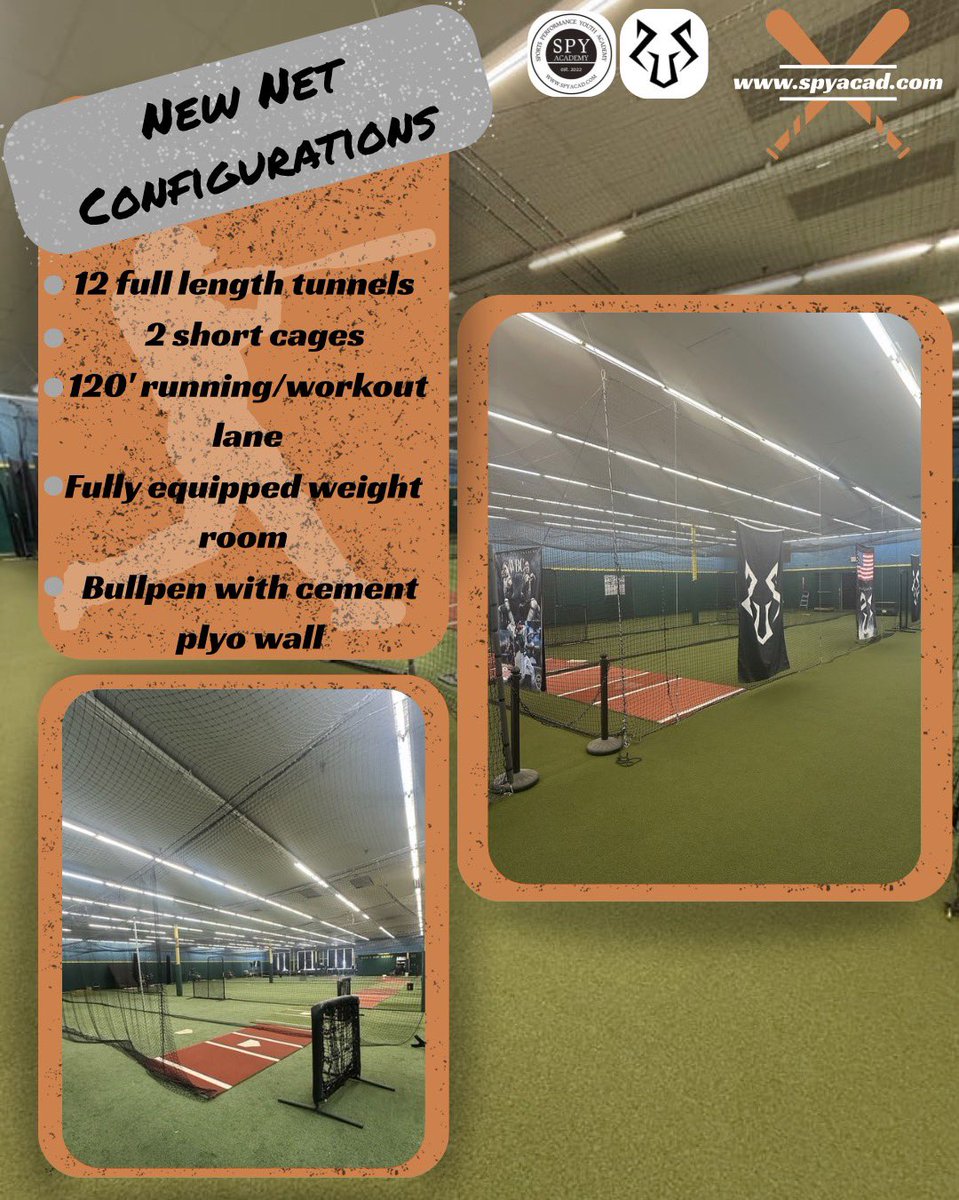 Our coaches worked really hard over the weekend to change the net configurations in the facility.

Come in, check it out and get your work in. 💪🏼

#spyacad #baseball #wolfpack #evolve